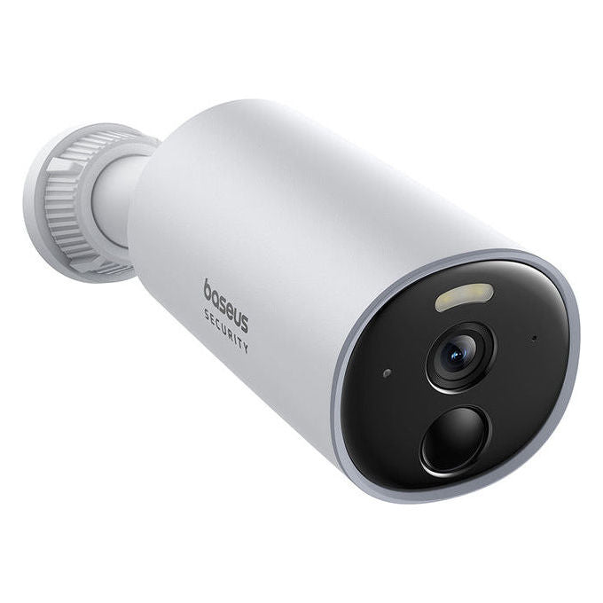 Baseus S0SV002130 Security B1 Telecamera da Esterno 2K Risoluzione 2304 x 1296 Campo Visivo 145° Batteria 7800 mAh Visione Notturna a Colori Resistenza IP67 colore Bianco