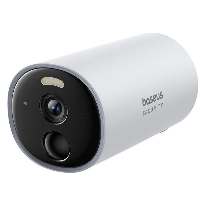 Baseus S0SV002130 Security B1 Telecamera da Esterno 2K Risoluzione 2304 x 1296 Campo Visivo 145° Batteria 7800 mAh Visione Notturna a Colori Resistenza IP67 colore Bianco