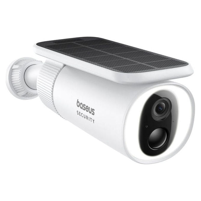 Baseus S0SW002130 Security S1 Telecamera di Sicurezza IP Esterna con Risoluzione 2K Angolo di Vista 145° Visione Notturna a Colori Fino a 8 m Alimentazione Solare con Batteria 10400 mAh colore Bianco