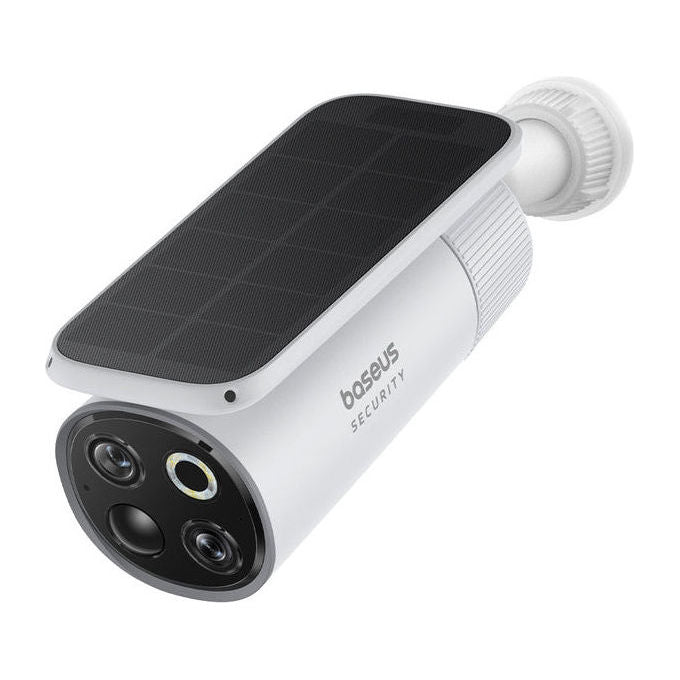 Baseus S0TX002131 S1 Pro Kit di Videovigilanza Wireless 2 Canali Risoluzione 3K Alimentazione Solare IP67 Batteria 13500 mAh colore Bianco