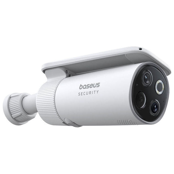 Baseus S0TX002131 S1 Pro Kit di Videovigilanza Wireless 2 Canali Risoluzione 3K Alimentazione Solare IP67 Batteria 13500 mAh colore Bianco
