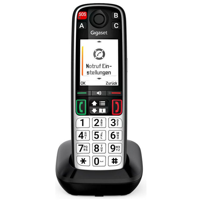Gigaset EASY 500 Telefono cordless per anziani pulsanti grandi compatibile con apparecchi acustici segnalazione visiva delle chiamate colore Nero