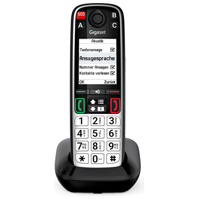 Gigaset EASY 500 Telefono cordless per anziani pulsanti grandi compatibile con apparecchi acustici segnalazione visiva delle chiamate colore Nero