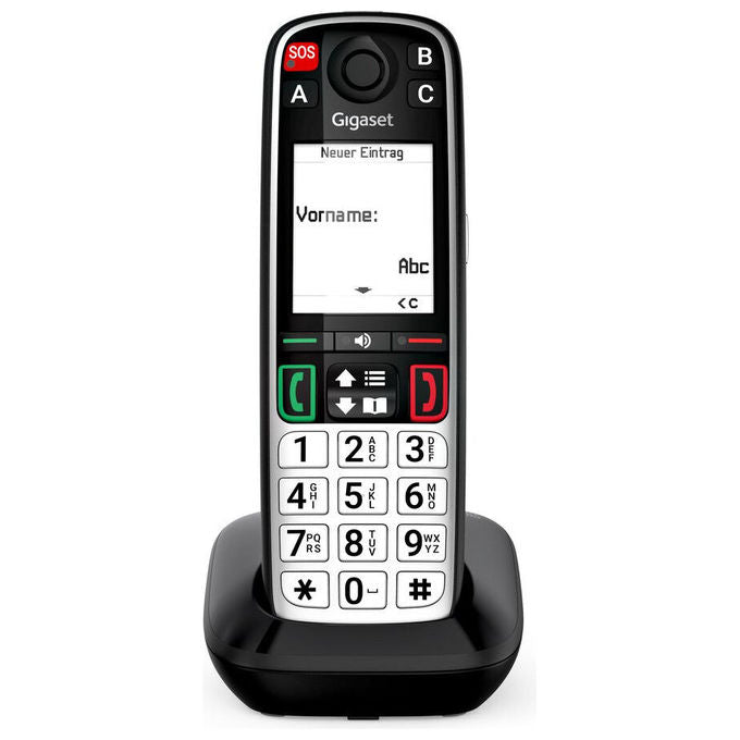Gigaset EASY 500 Telefono cordless per anziani pulsanti grandi compatibile con apparecchi acustici segnalazione visiva delle chiamate colore Nero