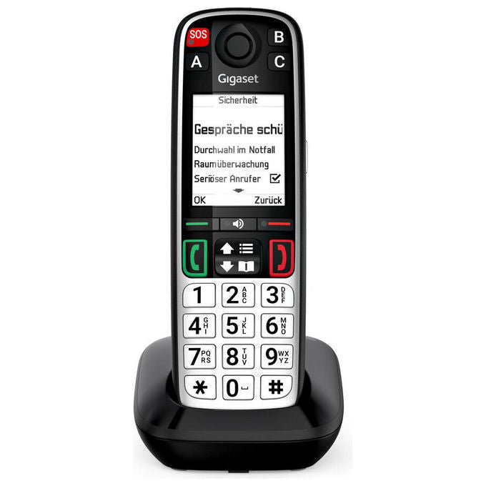 Gigaset S30852-H3115-R101 EASY 500 Telefono analogico DECT con vivavoce identificatore di chiamata rubrica 200 contatti colore Nero Argento