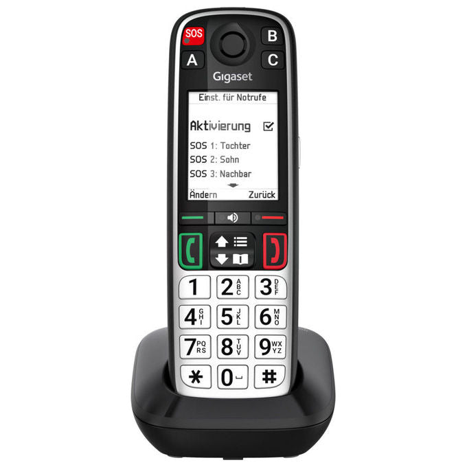 Gigaset S30852-H3115-R101 EASY 500 Telefono analogico DECT con vivavoce identificatore di chiamata rubrica 200 contatti colore Nero Argento