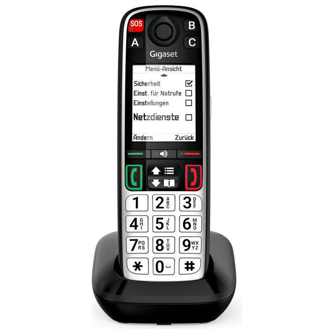 Gigaset S30852-H3115-R101 EASY 500 Telefono analogico DECT con vivavoce identificatore di chiamata rubrica 200 contatti colore Nero Argento