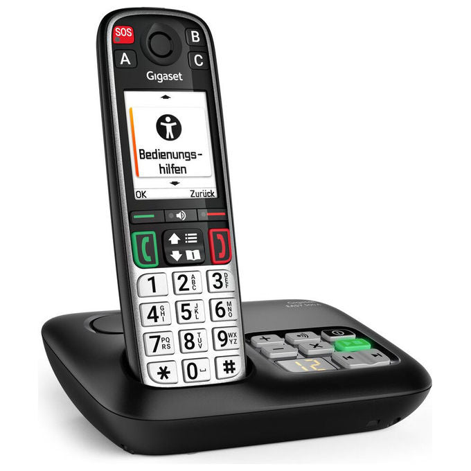 Gigaset S30852-H3135-B101 EASY 500A Telefono analogico DECT con identificatore di chiamata vivavoce e rubrica 200 voci colore Nero Argento