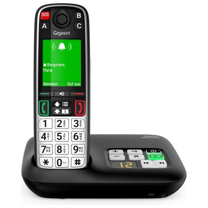 Gigaset S30852-H3135-B101 EASY 500A Telefono analogico DECT con identificatore di chiamata vivavoce e rubrica 200 voci colore Nero Argento