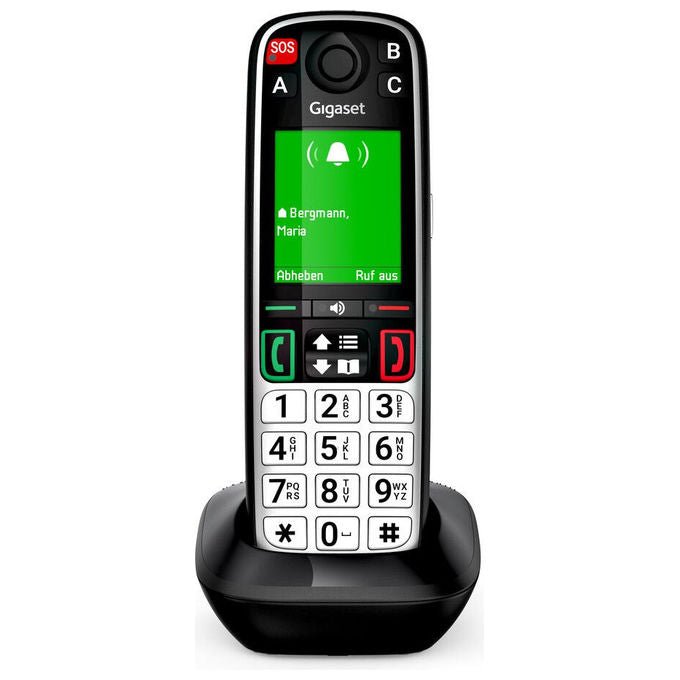 Gigaset S30852-H3165-B101 EASY 500HX Telefono Analogico DECT Tasti Grandi Tasto SOS Vivavoce Memoria 200 Contatti colore Nero Argento