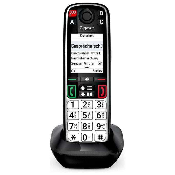 Gigaset S30852-H3165-B101 EASY 500HX Telefono Analogico DECT Tasti Grandi Tasto SOS Vivavoce Memoria 200 Contatti colore Nero Argento
