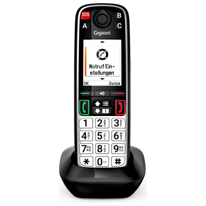 Gigaset S30852-H3165-B101 EASY 500HX Telefono Analogico DECT Tasti Grandi Tasto SOS Vivavoce Memoria 200 Contatti colore Nero Argento