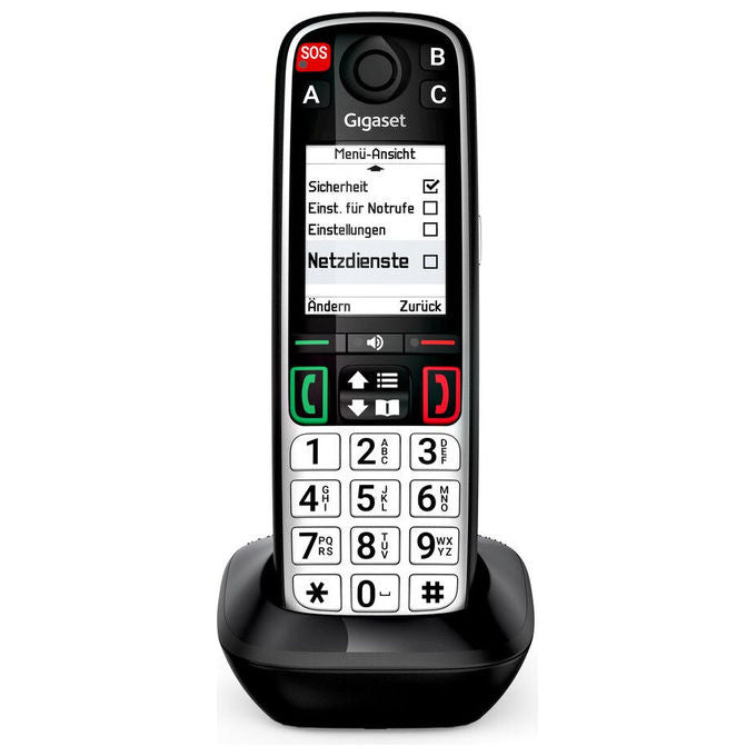 Gigaset S30852-H3165-B101 EASY 500HX Telefono Analogico DECT Tasti Grandi Tasto SOS Vivavoce Memoria 200 Contatti colore Nero Argento
