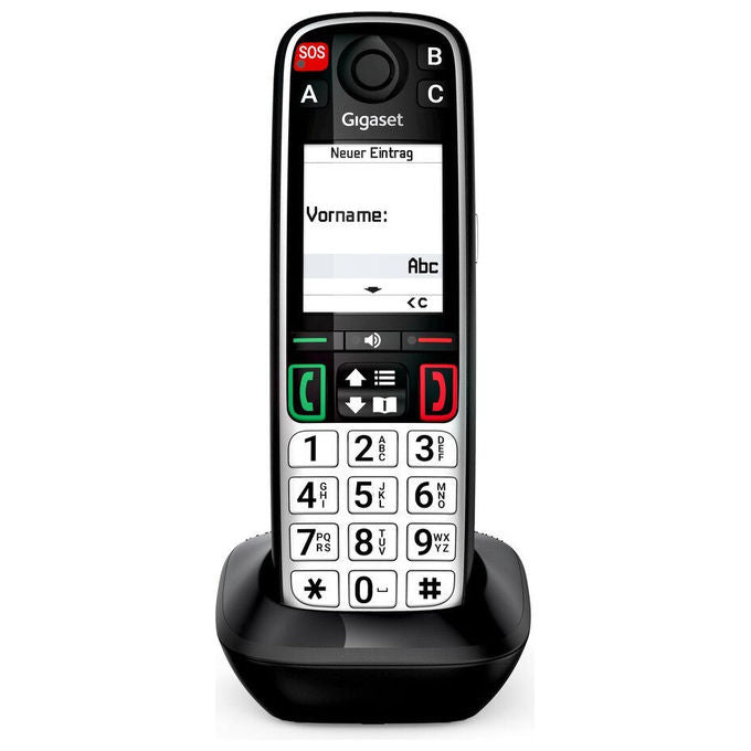 Gigaset S30852-H3165-B101 EASY 500HX Telefono Analogico DECT Tasti Grandi Tasto SOS Vivavoce Memoria 200 Contatti colore Nero Argento