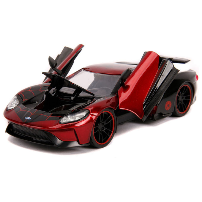 Jada 253225008 Marvel Miles Morales 2017 Ford GT Scala 1:24 in Metallo Diecast con Figura di Spider-Man colore Nero