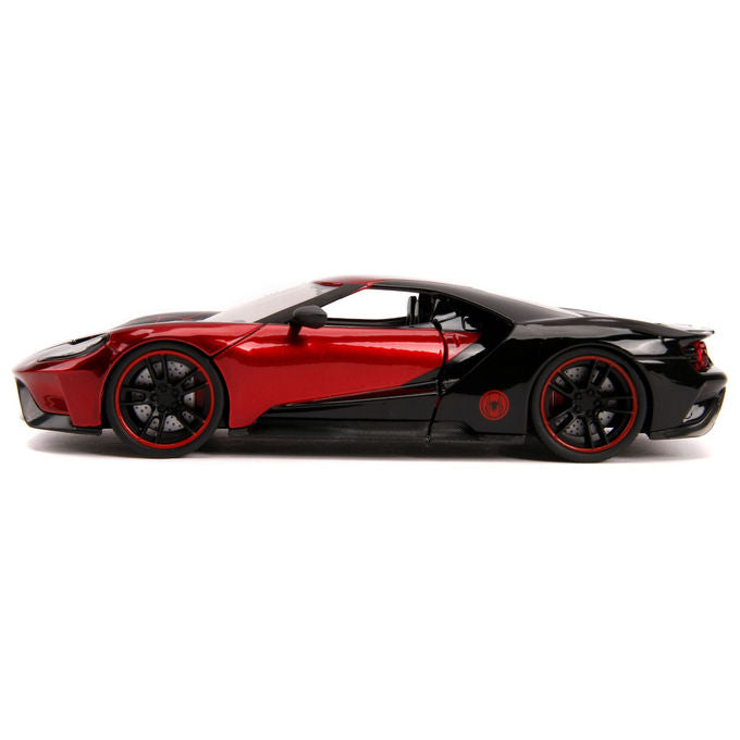 Jada 253225008 Marvel Miles Morales 2017 Ford GT Scala 1:24 in Metallo Diecast con Figura di Spider-Man colore Nero