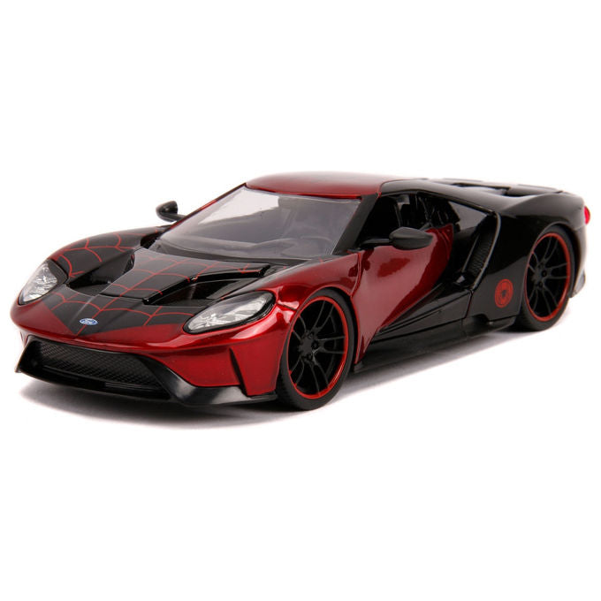 Jada 253225008 Marvel Miles Morales 2017 Ford GT Scala 1:24 in Metallo Diecast con Figura di Spider-Man colore Nero
