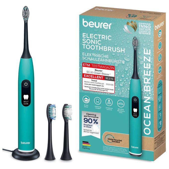 Beurer SC 50, Spazzolino Elettrico Sonico, Ocean Breeze, Green Planet