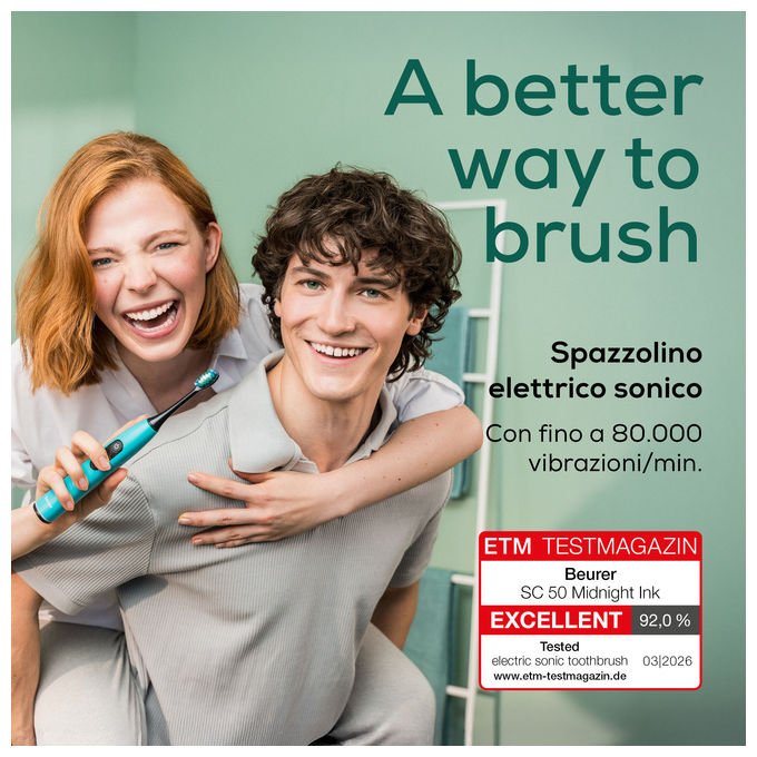 Beurer SC 50, Spazzolino Elettrico Sonico, Ocean Breeze, Green Planet