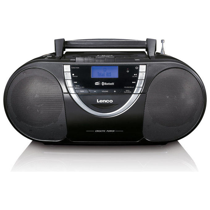 Lenco SCD-6900BK Lettore CD personale con Bluetooth DAB+ FM MP3 USB Cassetta Sveglia Retroilluminazione Blu colore Nero Argento