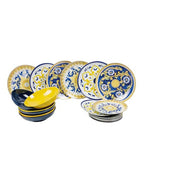Villa d'Este 5918542 Sicilia Servizio Piatti 18 pezzi Porcellana e Gres Finitura Lucida 6 posti tavola colore Multicolor