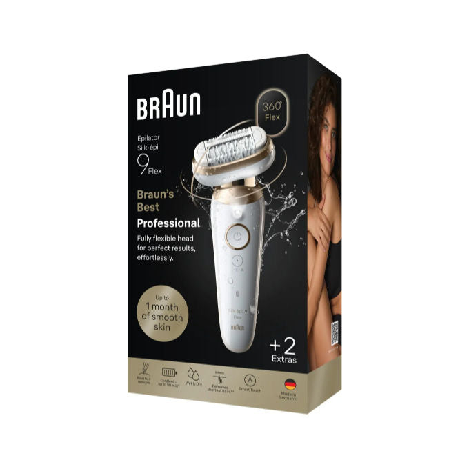 Braun 9-011 3D Silk-épil 9 Flex Epilatore wet dry testa flessibile 360° 40 pinzette MicroGrip colore Oro