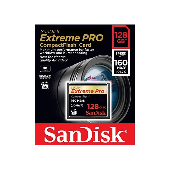 SanDisk Extreme Pro CompactFlash Scheda di Memoria 128 GB, 160 MB-s