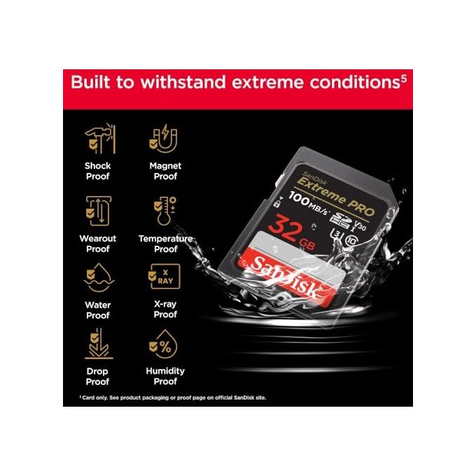 SanDisk Extreme PRO 32 GB SDHC fino a 100 MB-s, UHS-I, Classe 10, U3, V30