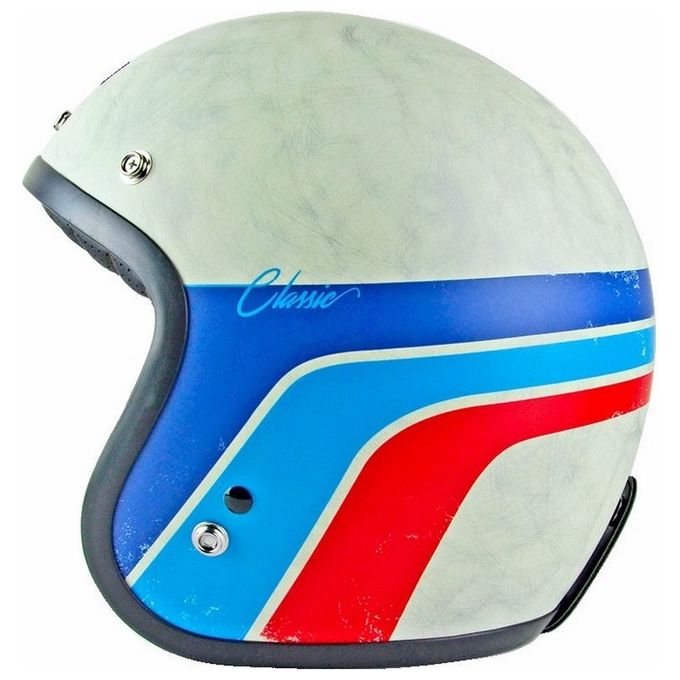 Origine Casco Jet 3 Bottoni PRIMO Classic Vintage Bianco-Blu-Azzurro-Rosso taglia XS