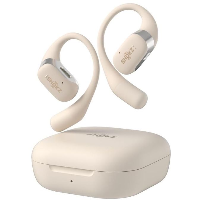 Shokz Cuffia Openfit - Beige Auricolari Sport Bluetooth a Conduzione Ossea