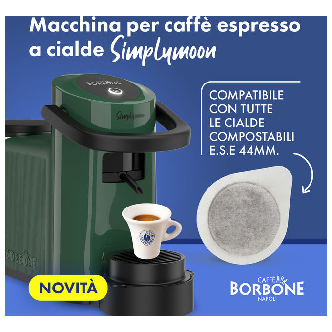 Caffe' Borbone SIMPLYMOONVERD Simplymoon Macchina da caffe' a cialde ESE 44mm Pressione 15 bar Capacita' serbatoio 0,9 L colore Verde