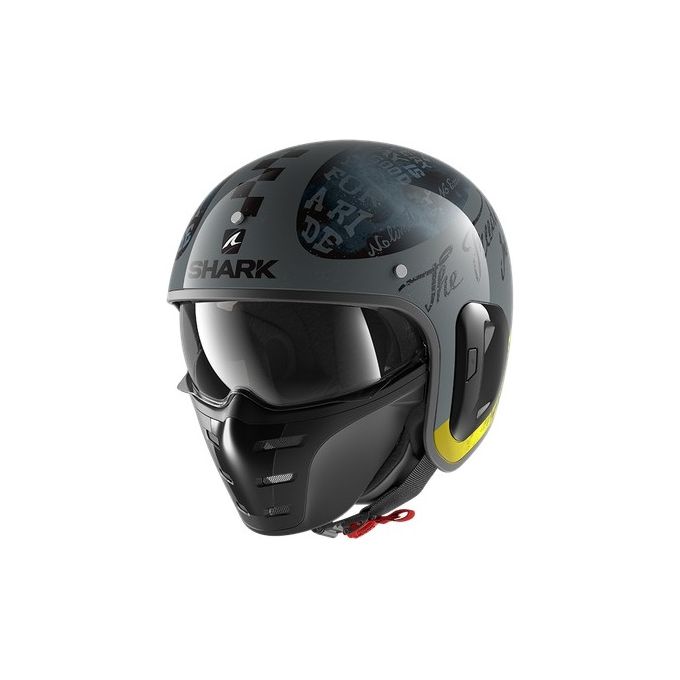 Shark Helmets Casco Jet con visierino parasole e mascherina S-DRAK 2 TRIPP IN Grigio-Giallo taglia XL