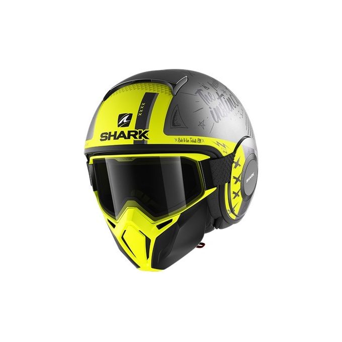Shark Helmets Casco Jet con mascherina e googles STREET DRAK TRIBUTE RM Mat Antracite-Giallo Fluo taglia L