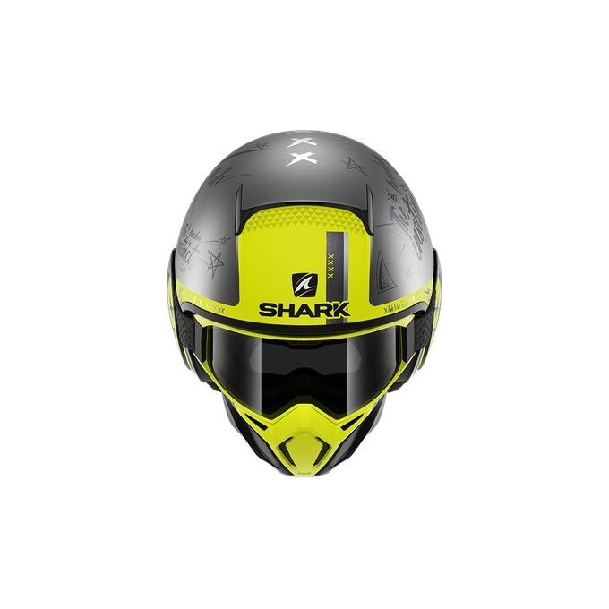 Shark Helmets Casco Jet con mascherina e googles STREET DRAK TRIBUTE RM Mat Antracite-Giallo Fluo taglia L