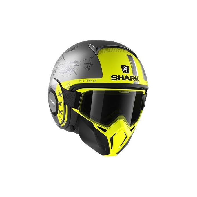 Shark Helmets Casco Jet con mascherina e googles STREET DRAK TRIBUTE RM Mat Antracite-Giallo Fluo taglia S
