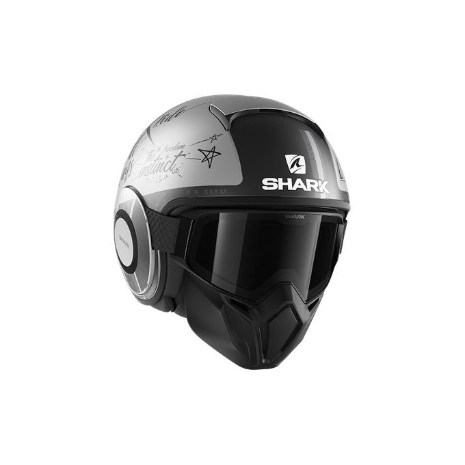 Shark Helmets Casco Jet con mascherina e googles STREET DRAK TRIBUTE RM Mat Argento-Antracite Opaco taglia L