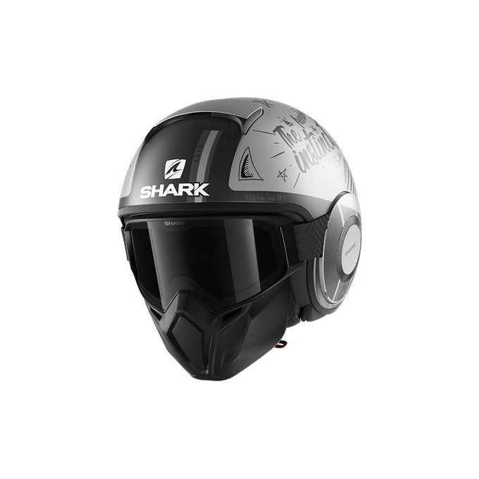 Shark Helmets Casco Jet con mascherina e googles STREET DRAK TRIBUTE RM Mat Argento-Antracite Opaco taglia L