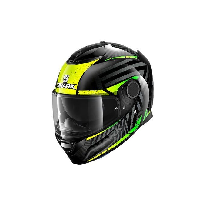Shark Helmets Casco integrale in fibra a doppia visiera SPARTAN 1.2 KOBRAK Nero-Giallo-Verde taglia L