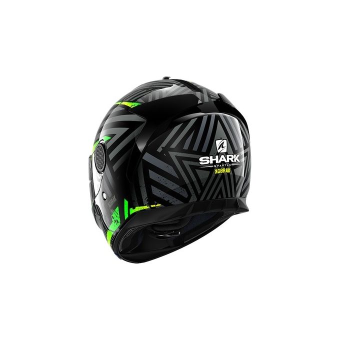 Shark Helmets Casco integrale in fibra a doppia visiera SPARTAN 1.2 KOBRAK Nero-Giallo-Verde taglia L