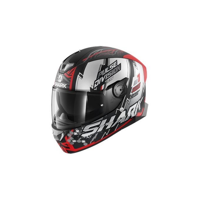Shark Helmets Casco integrale a doppia visiera con LED integrati SKWAL 2.2 NOXXYS Mat   Nero Opaco-Rosso-Argento taglia S