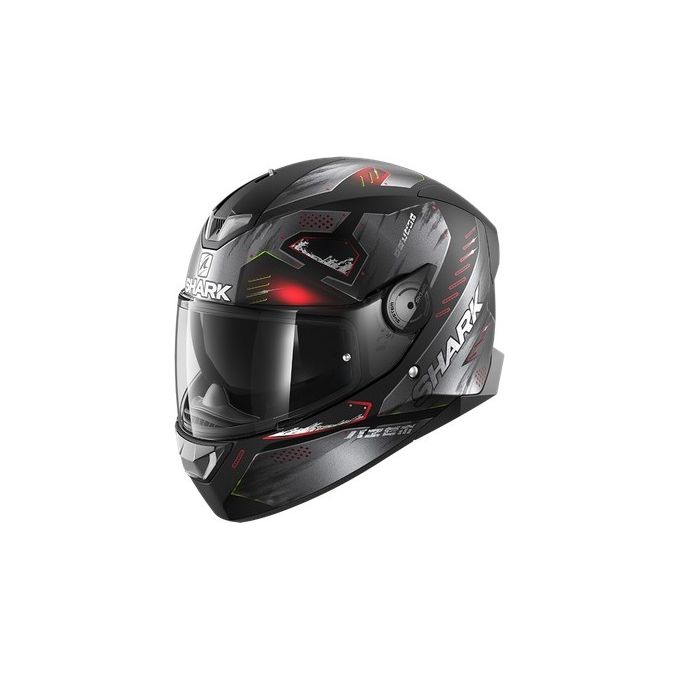 Shark Helmets Casco integrale a doppia visiera con LED integrati SKWAL 2.2 VENGER Mat    Nero Oapco-Antracite-Rosso taglia S
