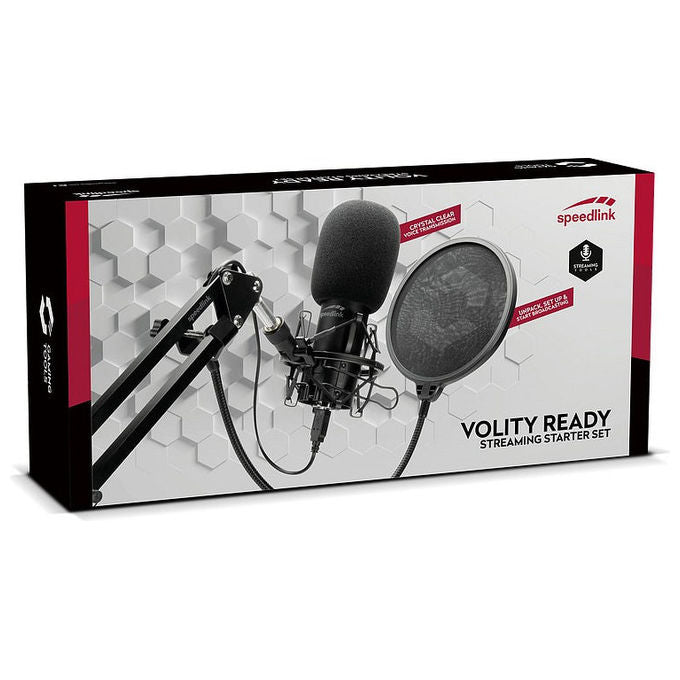 Speedlink SL-800010-BK VOLITY READY Microfono Studio con Braccio Regolabile e Accessori per Streaming 96kHz 24bit colore Nero