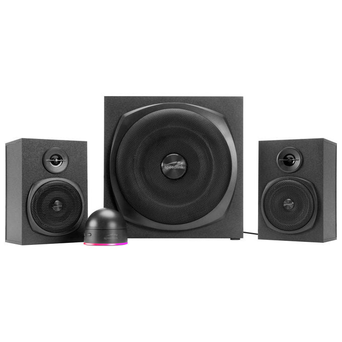 Speedlink SL-820009-BK GRAVITY LT Sistema di Altoparlanti Bluetooth 2.1 80 W Potenza di Picco Subwoofer in Legno Telecomando RGB con Controllo Volume e Bassi colore Nero