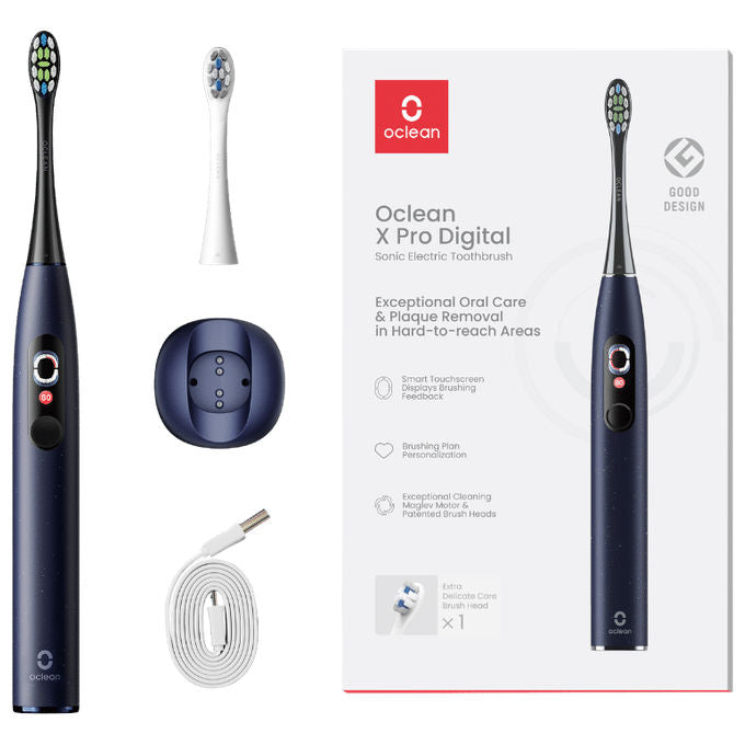 OCLEAN Spazzolino Elettrico X Pro con Tecnologia Avanzata Colore Blu per Pulizia Dentale Completa e Personalizzabile