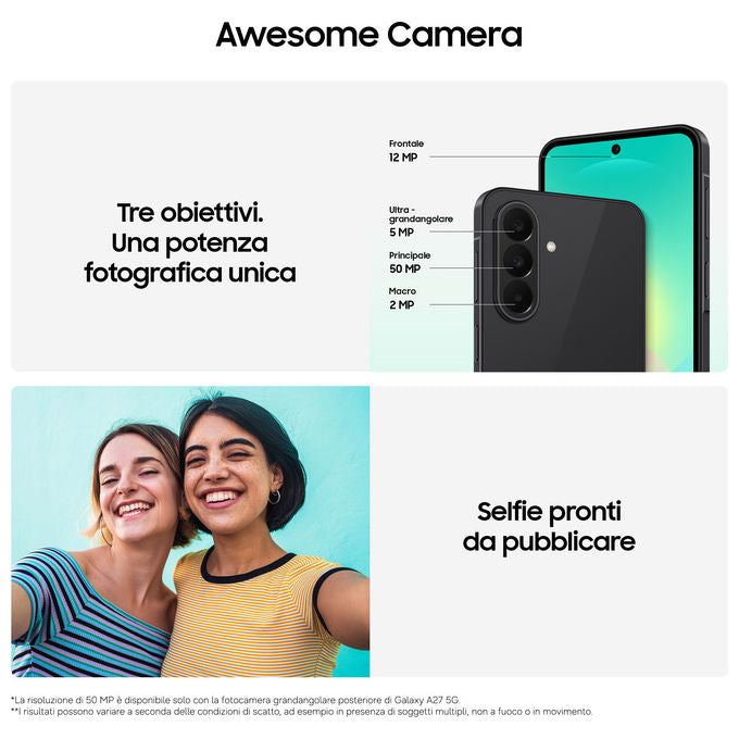 Samsung SM-A276BLIBEUE Galaxy A27 Smartphone 5G 6 GB 128 GB Fotocamera 50 MP Rosa colore Rosa