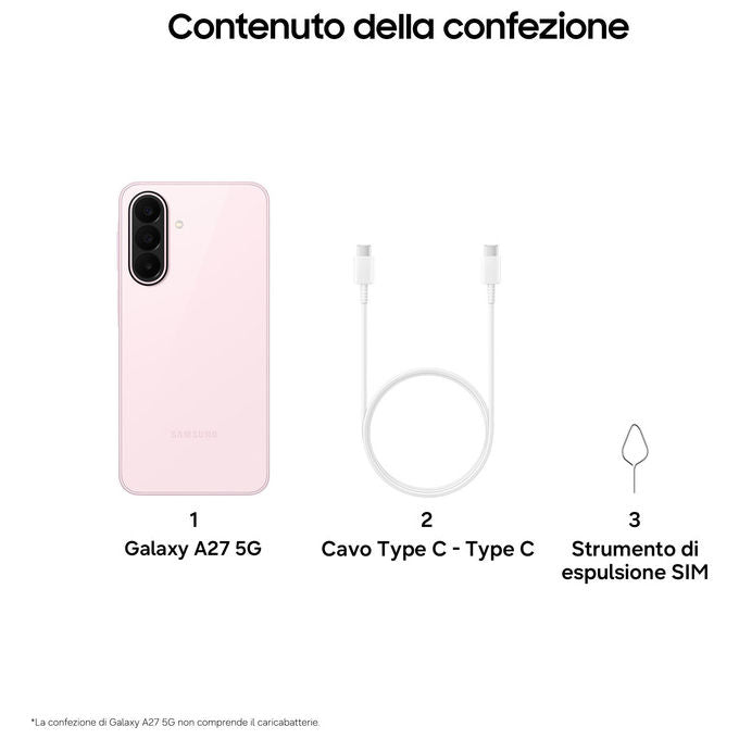 Samsung SM-A276BLICEUE Galaxy A27 5G Smartphone 8 GB 256 GB 6.7'' 120 Hz colore Rosa
