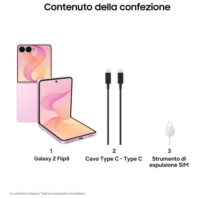 Samsung SM-F776BZKHEUE Galaxy Z Flip8 Smartphone 512GB RAM 12GB 5G Fotocamera 50MP colore Graphite