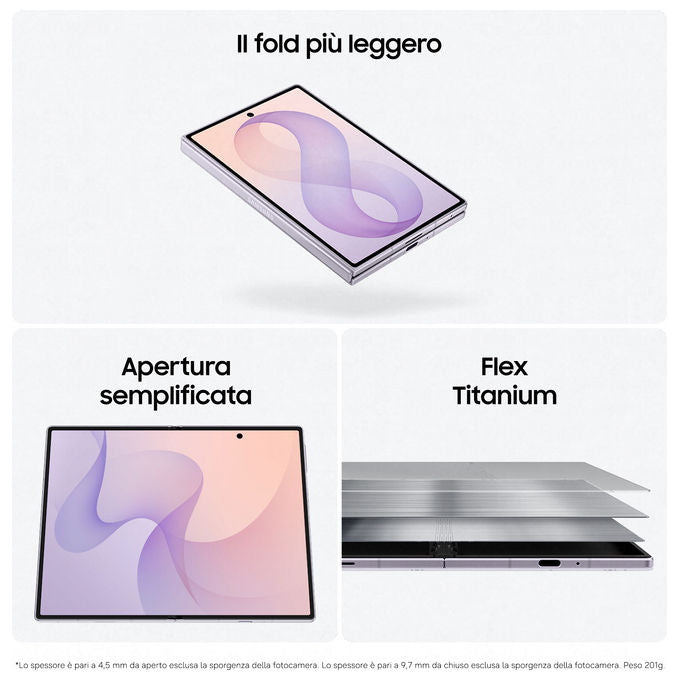 Samsung SM-F971BLVBEUE Galaxy Z Fold8 Smartphone Pieghevole 12GB RAM 256GB 5G Display 7.6'' 50MP colore Lavanda