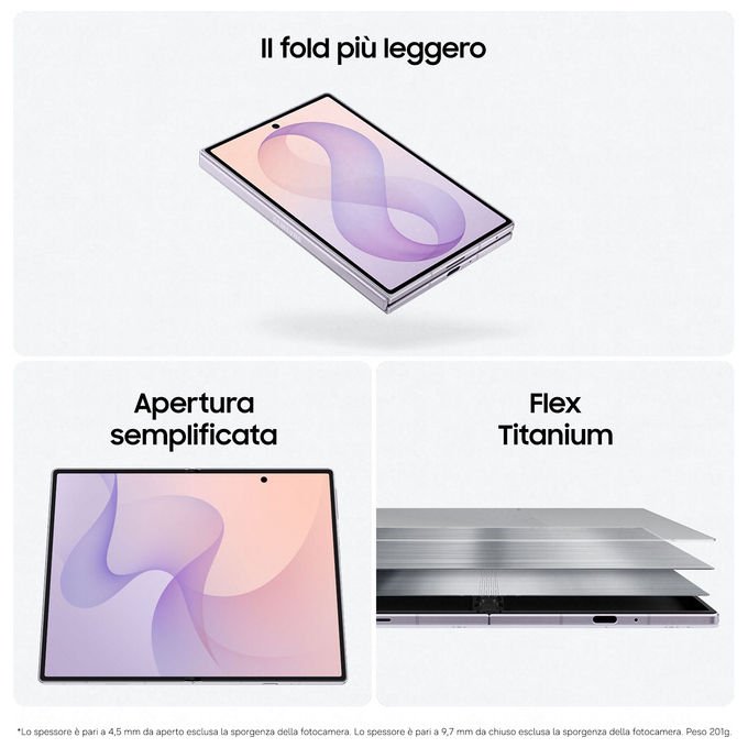Samsung SM-F971BZKCEUE Galaxy Z Fold8 Smartphone 512GB RAM 12GB 5G Fotocamera 50MP colore Grafite