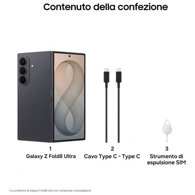 Samsung SM-F976BZKBEUE Galaxy Z Fold8 Ultra Smartphone 256GB RAM 12GB Batteria 5000 mAh Fotocamera 200 MP colore Grafite